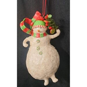 Lot of 6 Demdaco Snow Buttons Snowman Ornaments Flying Scarf New w/ Boxes